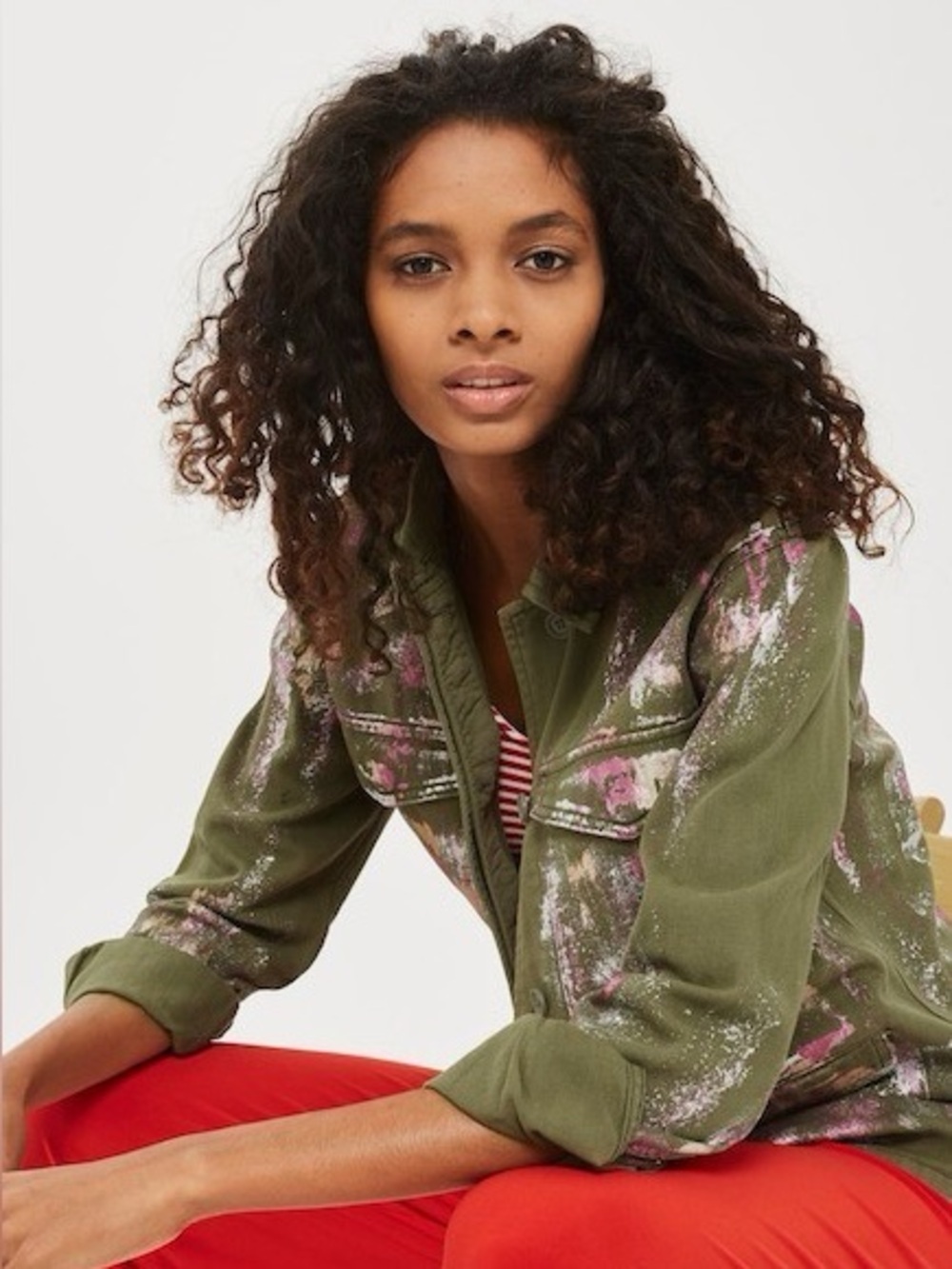 Topshop Utility Jacket | Painted Print | Size US 6 (M)
